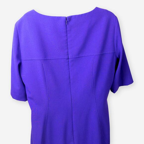 Tahari ASL Purple Sheath Short Sleeves Dress Pockets 12 - Picture 3 of 11